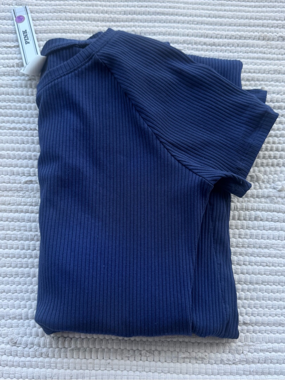 PINK Victoria’s Secret Ribbed Blue Midi Bodycon Dress Side Slit NWT Small - Picture 11 of 11